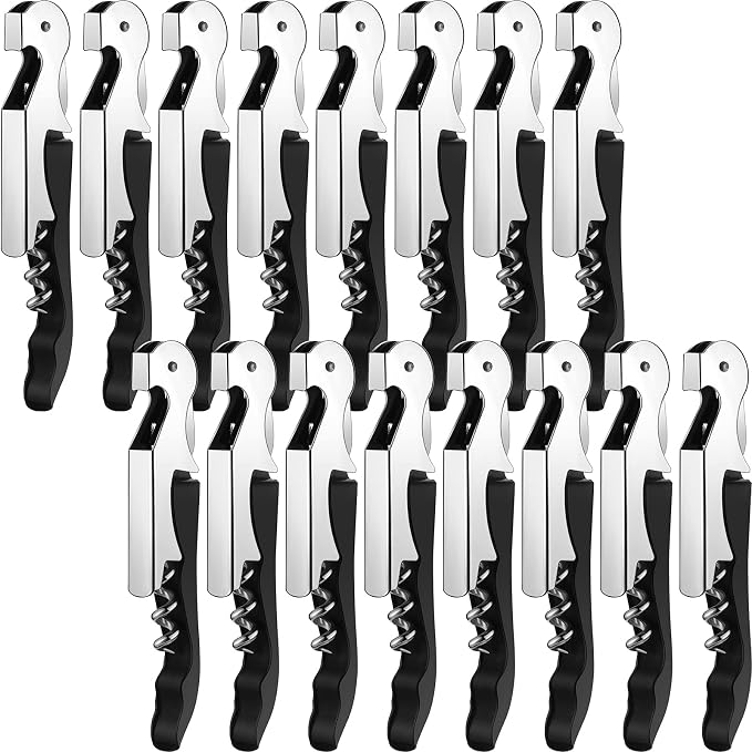 Honoson 16 Pieces Wine Keys for Severs Opener Travel Corkscrew Wine Bottle Opener Waiter Beer Bartender for Wedding Home Office Kitchen Restaurant Bar Applications (Black)