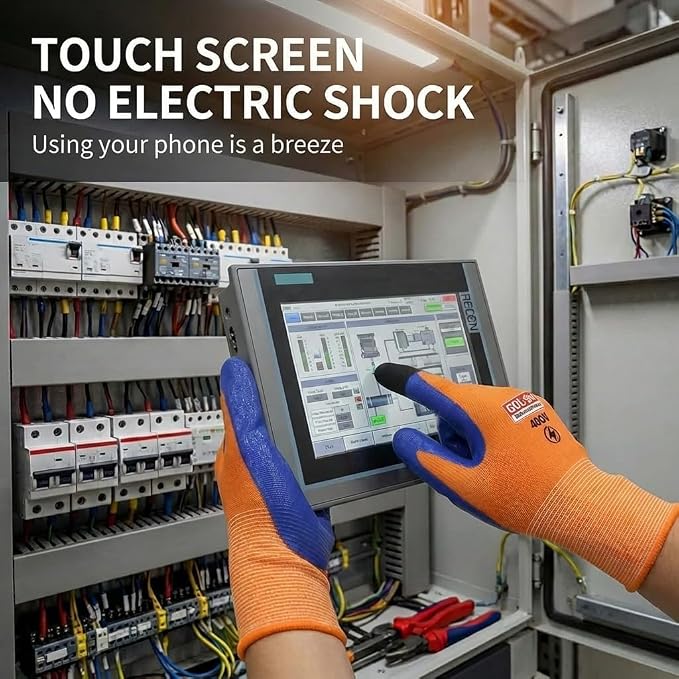 400V Electrical Gloves (3 Pairs, XL), Flame Retardant Low Voltage Insulated Gloves, High Grip Rubber Safety Work Gloves for EV, Solar, HVAC & Panel Maintenance