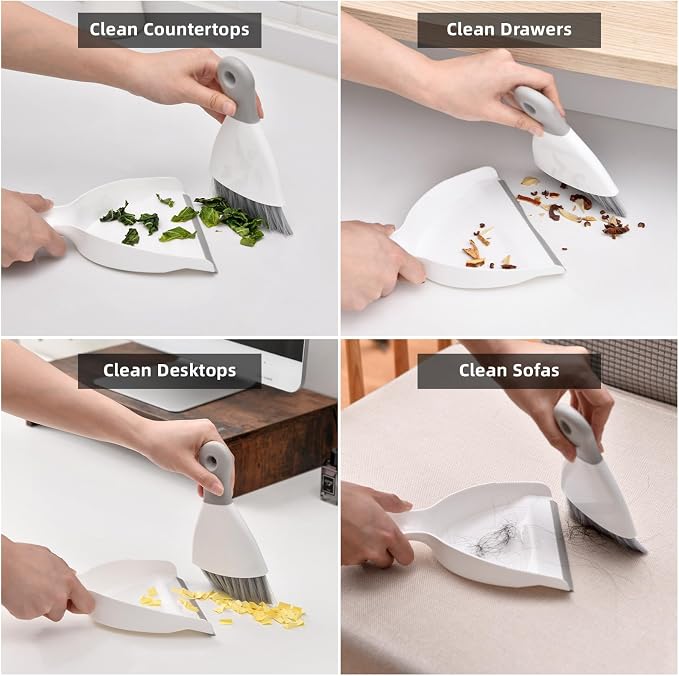 SUBEKYU Mini Hand Broom and Dustpan Set, Small Dustpan and Brush Set, Handheld Dust Pan, 1PCS