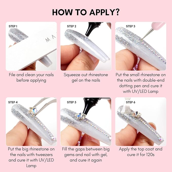 Makartt Nail Rhinestone Glue Kit: 15ml Strong Gems Adhesive Gel with 3360pcs 24 Colors Flatback Crystals Rhinestones for 3D Nails Art, Includes Tweezer, Home & Salon Manicure Kit