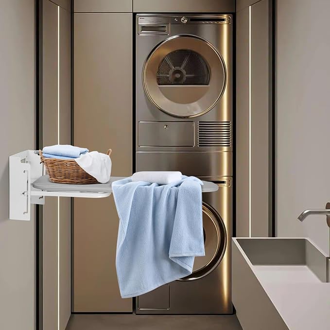 Wall Mounted Ironing Board with Height Adjustment, Foldable 36 x 12 Inch | Wall Mount Iron Board Space-Saving Ironing Board with Removable Heat Resistant Cover for Small Spaces Home Laundry Room
