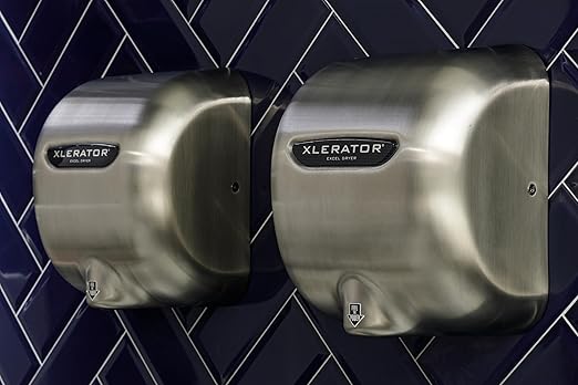 XLERATOR XL-SB8 Automatic High Speed Hand Dryer with Brushed Stainless Steel Cover and 1.1 Noise Reduction Nozzle, 7.0 A, 208 V