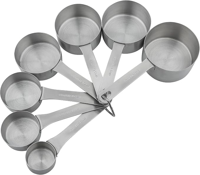 Measuring Cups Set for Kitchen and Baking Tools, Stainless Steel Measuring Cups Set 18/8(304) Steel Material Heavy Duty 7 Measuring Cups and 1 Ring Set of 8