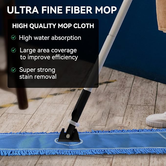 60 Inch Commercial Dust Mop Head: Replacement Medium Washable Industrial Mop Head Sweeper and Janitorial Replacement Blue