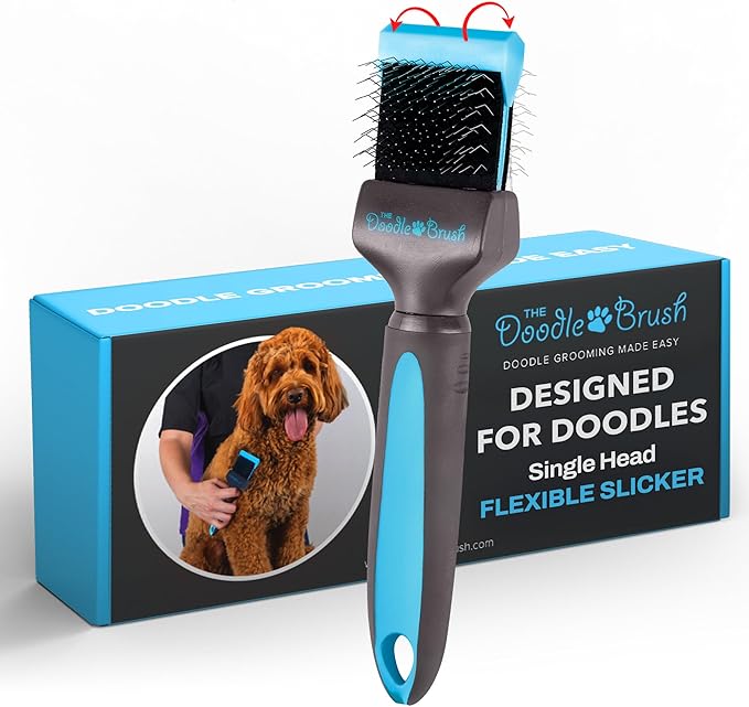 The Doodle Brush, Slicker Brush for Dogs, Single Head Dog Hair Brushes, Flexible Head Slicker for Dogs, Poodle, Labradoodle, Sheepadoodle, Tangle-Free Grooming, Healthy & Shiny Coat Pet Brushes