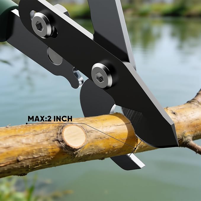 GARTOL 2-Inch Cutting Capacity Bypass Loppers, 26-33" Extendable Tree Branch Cutter, Professional Gear-Driven Labor-Saving Heavy Duty Pruners, Carbon Steel Teflon Blade & Lightweight Aluminum Handles