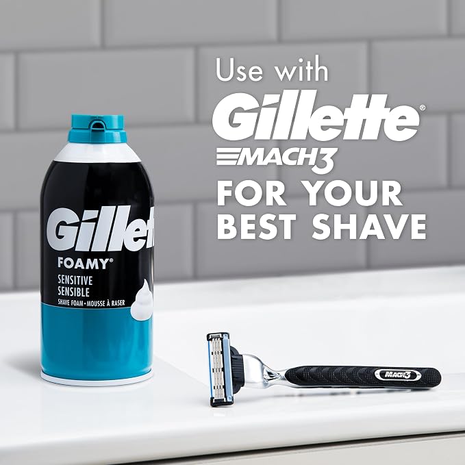Gillette Foamy Sensitive Shave Foam for Men, Protection Against Shaving Irritation, Quick and Smooth Shave, sensitive skin, shaving cream, 14.9oz