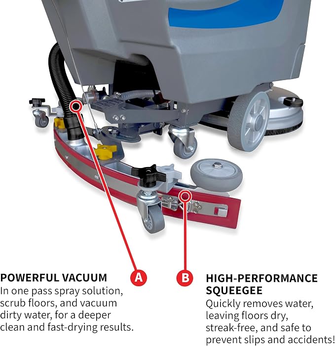 20” Auto Floor Scrubber Cleaner with Power Mop Brush Squeegee Cordless 24V Battery Powered
