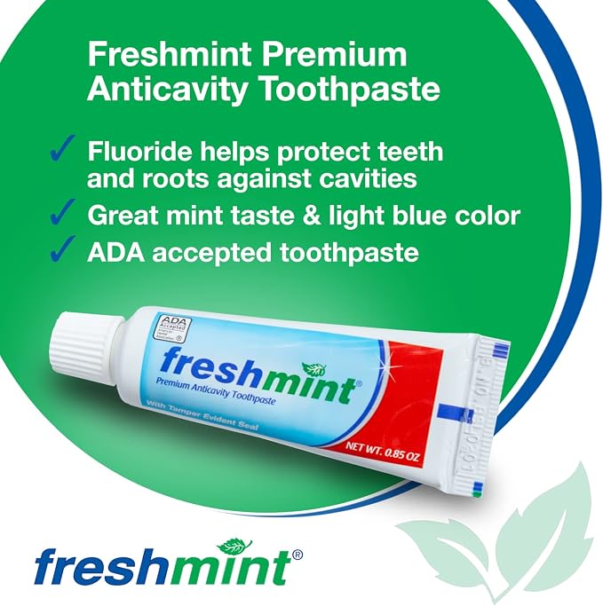 Freshmint® 36 Tubes of 0.85 oz. Premium Anticavity Fluoride Toothpaste with Safety Seal (ADA Accepted)