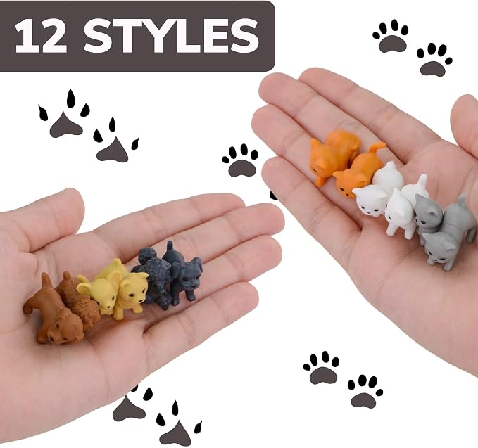 Entervending Tiny Dog and Cat Figurines for Kids - Small Animals Toys in Bulk - Little Pet Toys - Tiny Plastic Toys for Kids Classroom Prizes - 50 Pcs - Easter Gifts for Kids
