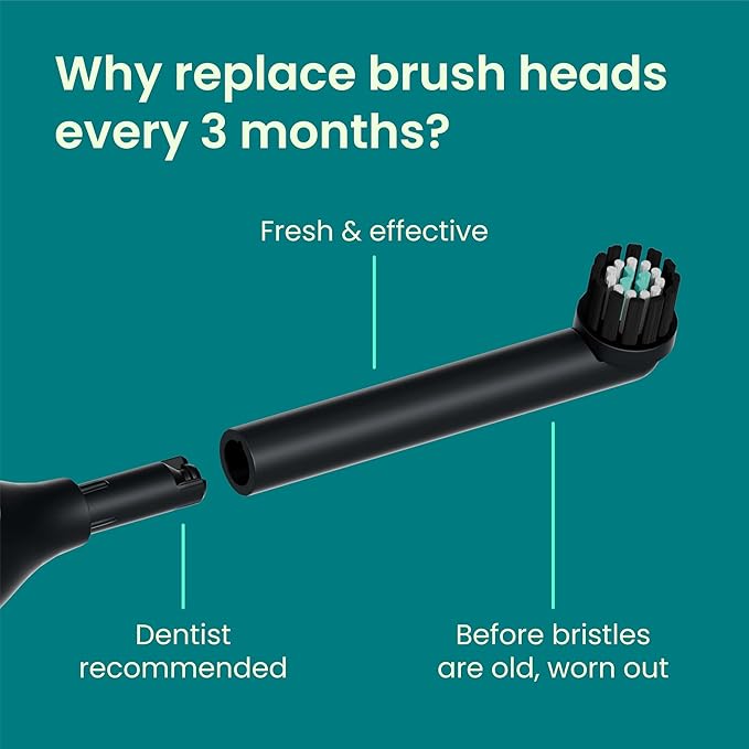 quip Rev Oscillating Electric Toothbrush Heads - 4 Pack - Verified quip Brush Head Refills for Oscillating Toothbrushes - Soft Bristles, Dual-Length, Compact - Last 3 Months Each - Black