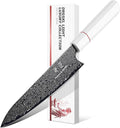 DRGSKL Damascus Chef Knife 8 Inch - VG10 Kitchen Knife for Meat Cutting | Japanese VG10 Core, Black Anti-corrosion Coating, Damascus Blade, G10 Handle, Gift Box, Wet Edge Grinding Technology