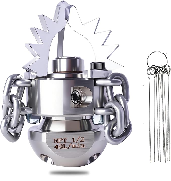 1/2 NPT Sewer Jetter Rotating Nozzle - Cutting Roots | For 2900psi, 40L/Min (10.57GPM) Pressure Washer, Stainless Steel Drain Cleaning Tool For household sewer, commercial pipeline