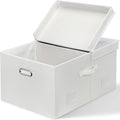Graciadeco 75 Quarts Extra Large Decorative Storage Bins with Lids, 1 Pack White Collapsible Storage Bins with Lids, Stackable Storage Bins Decorative Box Storage With Lid Extra Large