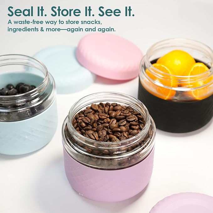24 oz/3 Cup Glass Lunch Bowl Containers with Lids, 2 Pack, BPA-Free | Leak & Spill Proof, Microwave & Dishwasher Safe, Airtight Meal Prep & Food Storage Jar for Lunch, Soup, Oats, Stew, Yogurt