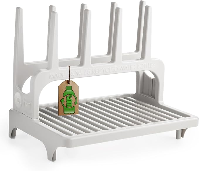 PopYum Gray Space Saving Drying Rack from 100% Recycled Bottles | Space Saving, Made from 100% Recycled Bottles, Countertop, For Baby Bottle, Plastic Bags, Cups, Glass, Tumblers, Compact