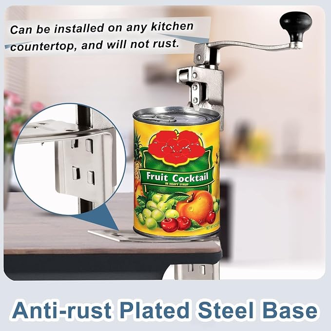 Commercial Manual Counter-Mounted Can Opener Heavy Duty for #10 Cans | Industrial Can Opener for Big Cans Up to 11" – Stainless Steel Blade & Base – Compatible with 11100–Restaurant & Home Kitchen