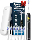 SAKYPRORAL AI Electric Toothbrush for Adults, Sonic Rechargeable Whitening Toothbrush with 6-Zone Tracking, Soft Replacement Heads & Travel Case (Black, 1 Count with 6 Brush Heads)