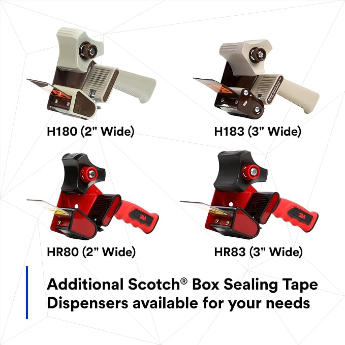 3M Scotch Box Sealing Tape Dispenser HR83, Portable, Hand-Held, High-Impact Plastic, 3 in (Pack of 6)