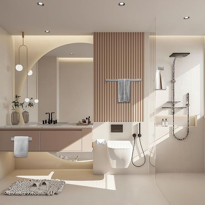 Fapully 8 Piece Bathroom Accessories Set Stainless Steel,Bathroom Hardware Set Brushed Nickel Wall Mounted