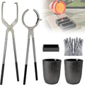 Nelyrho #6 (13.2lbs-6kg) Crucible Tongs Set Pro for Melting Metal Casting | Includes lifting and pouring tongs, 2 graphite crucibles, Ingot mold and gloves for metal melting, casting and jewelry making