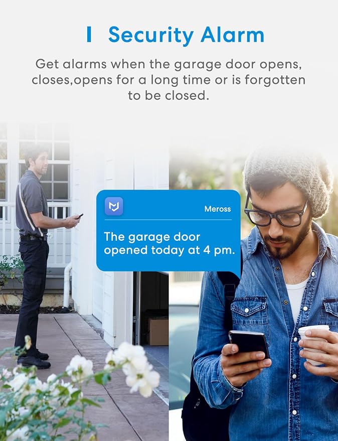 Smart Garage Door Opener Remote, Apple Homekit Support | Work with Alexa, Siri, Google Assistant, SmartThings, Multiple Notification Modes, No Hub Needed,White