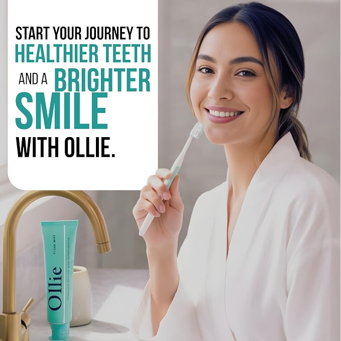 Ollie Fluoride Free 10% Nano Hydroxyapatite Toothpaste, Clean Mint, 4oz | Rod-Shaped Nano HAP, Remineralizes Enamel, Reduces Sensitivity, Reverses Small Cavities, Naturally Whitens Teeth, (Pack of 1)