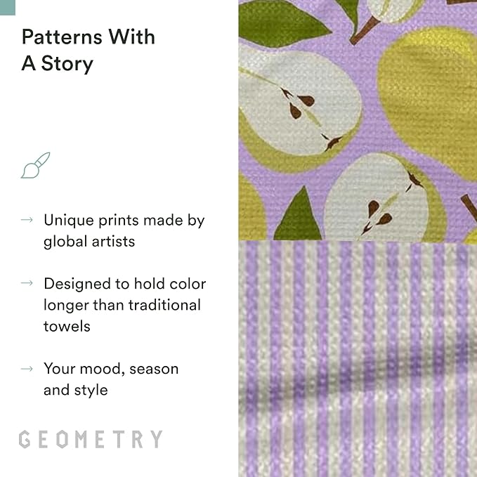 GEOMETRY Spring Kitchen Towels - Quick Dry Microfiber Cloth Spring & Summer Dish Towels for Kitchen Drying - Premium Quick Dry Towel - Pear Parade, 18" x 30" - 2-Pack