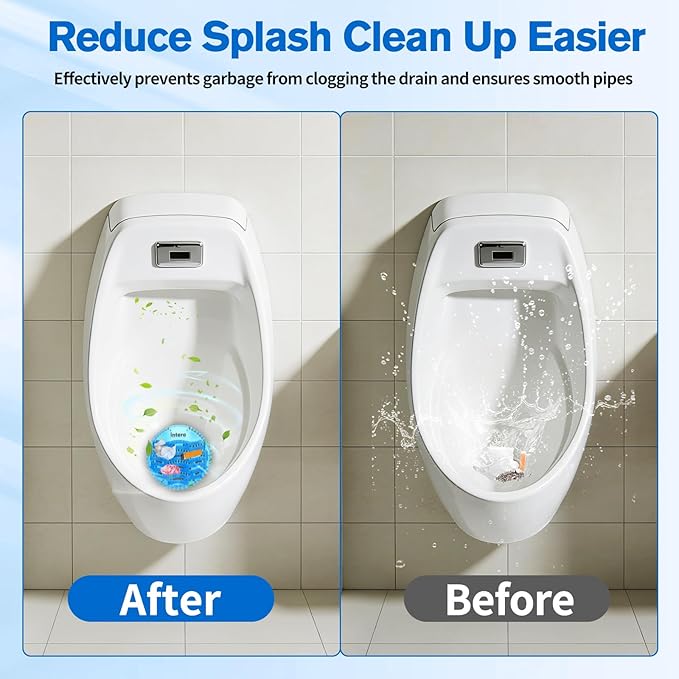 48 PACK Urinal Screen Deodorizer, 3D Wave Anti-Splash Odor Protection Urinal Cakes for Men Toilets, Long-Lasting Fresh Scents