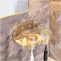 Toothbrush Rack Bathroom Toothbrush Holder Wall Mounted Toothbrush Holder Multifunctional Toothbrush Holder with Mouthwash Cup Bathroom Toothbrush Holder(A)