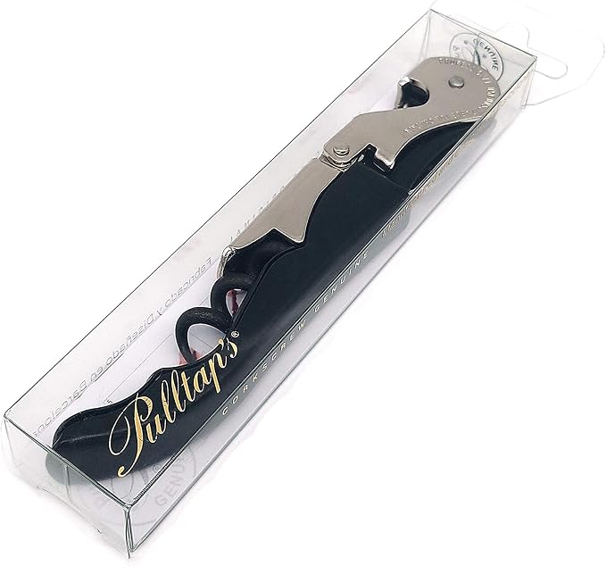 Pulltap's Genuine Classic 500 Waiter's Corkscrew – Double-Hinged Wine Key with Hinged Foil Cutter – Patented Design – Made in Spain – Black (Negro)