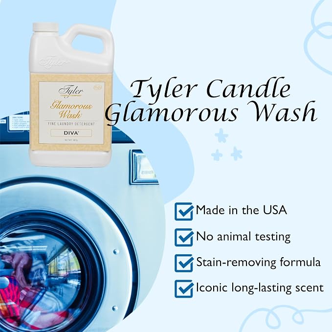 Tyler Glamorous Wash DIVA Fine Laundry Detergent with Stain Remover Pen - DIVA Liquid Detergent Designed for Clothing - Hand and Machine Washable - 32oz (DIVA)