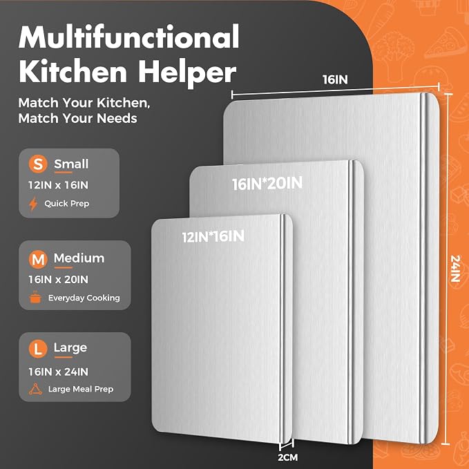 Titanium Cutting Boards for Kitchen, Pure Titanium Cutting Board, Non-Slip Chopping & Kneading Board, Dishwasher Safe Cutting Board for Meat, Fruits, Vegetables & Baking, With cutting Mat,"24 x 16"