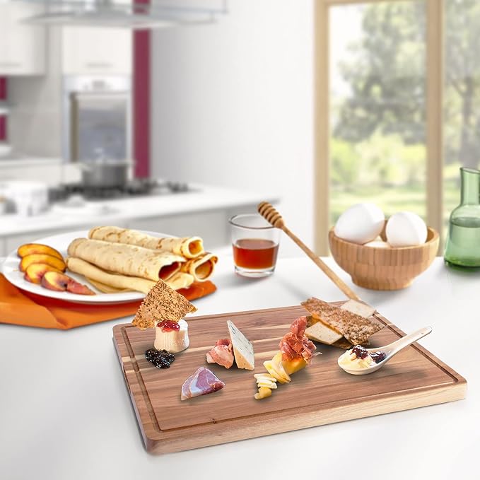 GlowSol Extra Large Acacia Wood Cutting Boards for Kitchen, 24 x 18 Inch | 1.2" Thick Wooden Butcher Block Cutting Board, Juice Groove, Reversible, for Meat Veggies