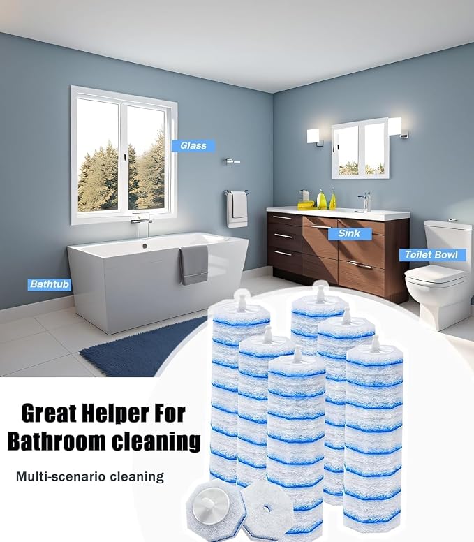 50 Count Toilet Wand Refills for Clorox ToiletWand,4X Cleaning Power Toilet Bowl Cleaner Refill Pads,Disposable Toilet Brush Scrubber Refills for Bathroom Cleaning,No Falling Apart