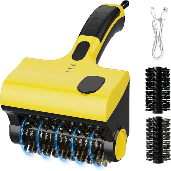 BBQ Grill Brush for Outdoor Grill, Electric Grill Cleaner with Water Tank Cordless Rechargeable BBQ Tool Spin Grill Cleaner Brush with 2 Removable Brush Head BBQ Grill Brush