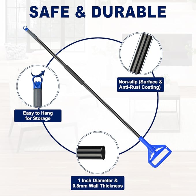 KeFanta 60 Inch Mop Handle Commercial Heavy Duty,Industrial Metal Mop Stick Replacement Quick Change,Wet Mops Head Replacement Holder for Floor Cleaning,3 Pack