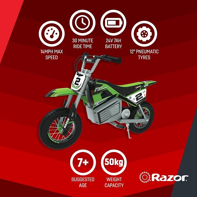 Razor SX350 Dirt Rocket McGrath Electric Motocross - Green - FFP