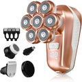 Electric Razors for Women, 5-in-1 Electric Shaver with 7D Magnetic Head, IPX7 Waterproof Wet Dry Hair Remover with LED Display, Travel Lock for Body Face Underarms Bikini Legs (Rose Gold)