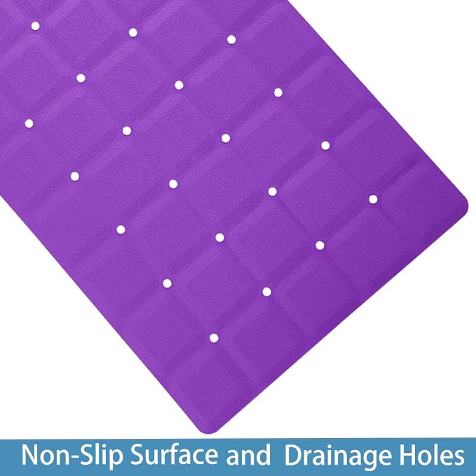 Webos Foldable Silicone Bathtub Mat: Jumbo Size Heavy Duty Safety Bath Mat for Tub Without Suction Cups Non Slip Bath & Shower Mat for Textured, Reglazed, Refinished Tub (Eggplant Purple,35.8 x 17.7)