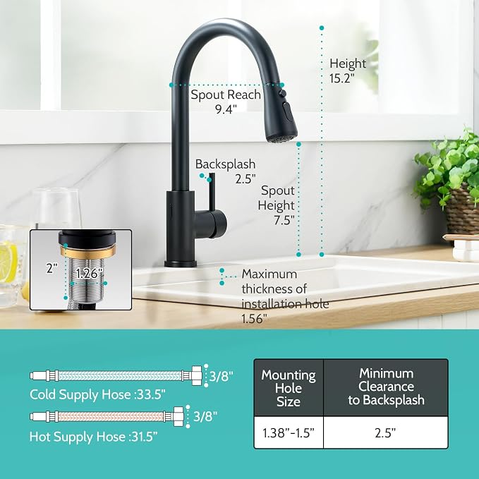 Kicimpro Black Touchless Kitchen Faucet with Pull Down Sprayer Single Handle, Side Motion Sensor Kitchen Touchless Faucet with Water Lines, Two Modes Matte Black Touchless Faucet for Kitchen Sink