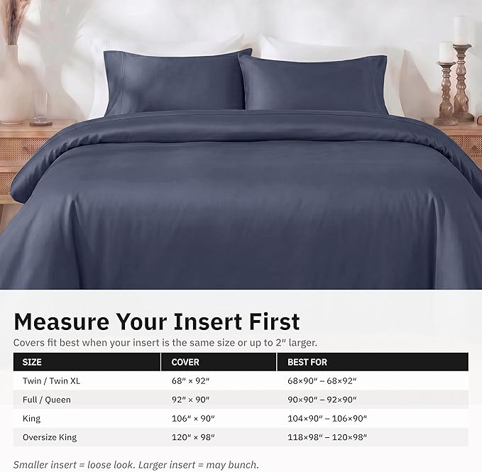 California Design Den 2-Piece Duvet Cover Set Twin - 400 Thread Count, 100% Cotton Sateen, Soft Duvet Cover Set Twin XL, Button Closures, Corner Ties, Durable Bedding - Indigo Dusty Blue