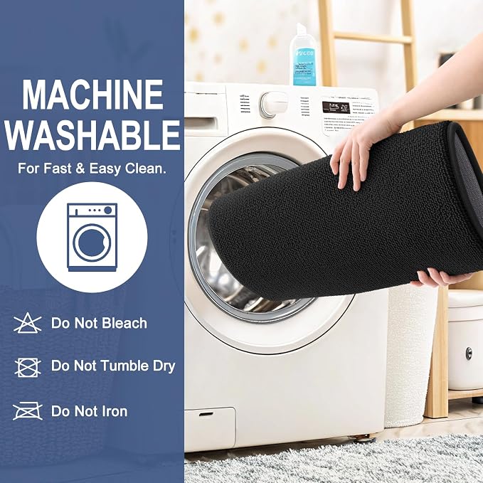 OLANLY Memory Foam Large Bathroom Rugs 47x32, Absorbent Bath Mat, Black | Soft Quick Dry Bath Mat Rugs, Non-Slip, Machine Washable Mat for Bathroom Floor, Tub and Shower, Home Decor Accessories
