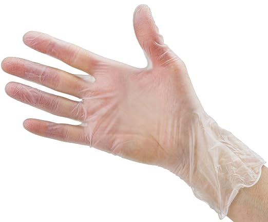 CARE PLUS Latex-Free Vinyl Gloves Clear Small Size 100 Count | Heavy Duty, Non-Sterile, Powder-Free, Rubber | Food Prep, Kitchen & Cleaning Gloves, Ideal for Professional Use