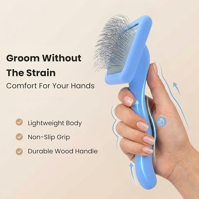 We Love Doodles Small Slicker Brush & Lavender Detangler Spray Pack - Dog Leave-In Conditioner for Reducing Mats, Knots & Tangles, Dematting & Conditioning Grooming Kit, 16 oz