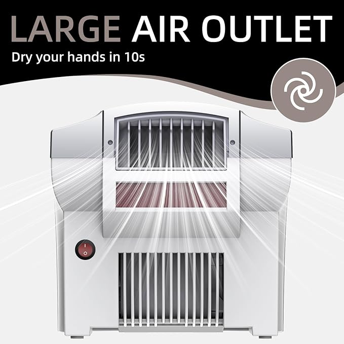 Commercial Hand Dryer Electric Compact Hand Dryer for Bathrooms Commercial 1800W High Speed Hand Dryer with Hot Cold Air and Noise Reduction 110V White