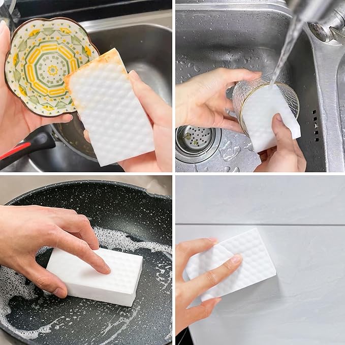 30PCS Magic Sponge Eraser-2X Density Foam Cleaning Pads for Kitchen, Bathroom, Furniture, Leather,100x60x20mm