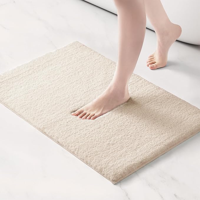 Madison Park Marshmallow Bathroom Rug Non Slip, Luxrurious Plush Bath Mat, Absorbent, Quick Dry, Spa Design Bath Room Décor, 20x30, Natural