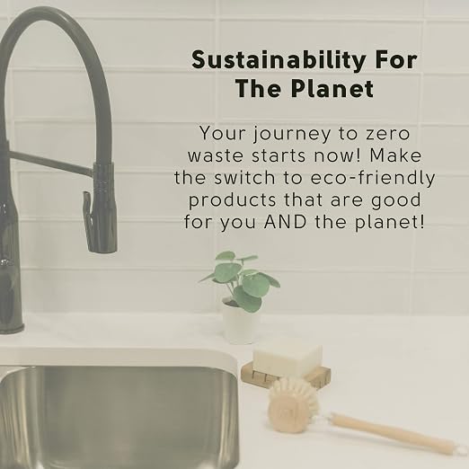 Dish Washing Bundle Kit | Eco-Friendly Solid Dish Soap, Cedar Soap Tray, Bamboo Pot Brush | Organic & Vegan Ingredients, Non-Tox Dish Soap | 3pc. Set