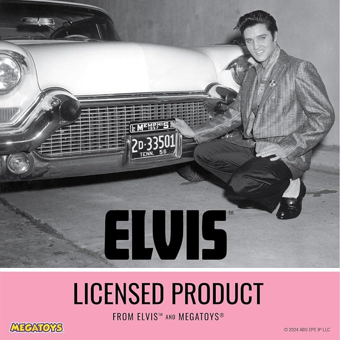 Megatoys Elvis Plush Car Pet Bed – Pink Pet Bed with Musical-Design Pillows and Elegant Car Styling